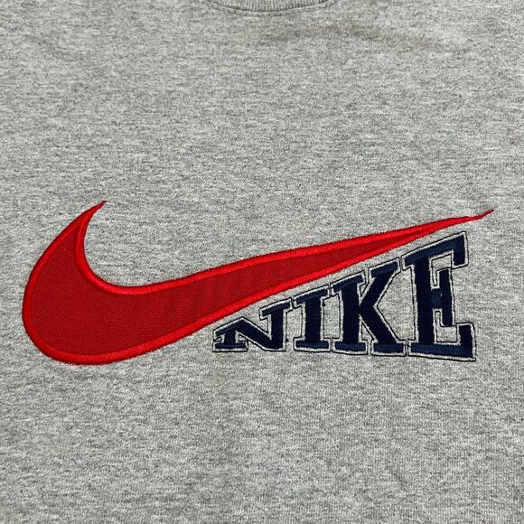 Vintage 80’s Nike Big Center Swoosh Grey Crewneck Sweatshirt Made in USA XXL 2XL - Picture 2 of 7